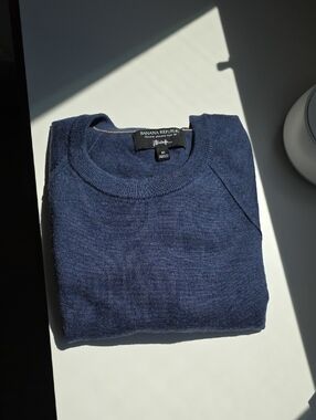 Banana Republic Men's Italian Merino Wool Dark Navy Crewneck Sweater